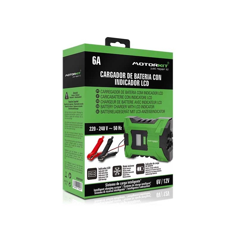 CARGADOR DE BATERÍA MOTORKIT 6.0 AMP 6V/12V 105W