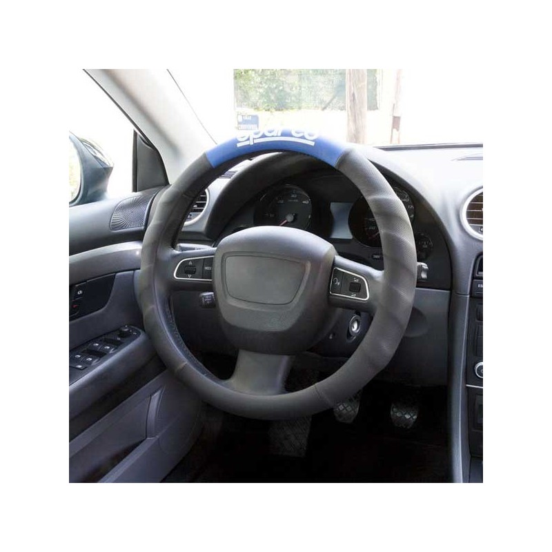 FUNDA VOLANTE + ALMOHADILLAS NEGRO Y AZUL SPARCO