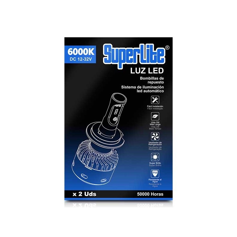 KIT BOMBILLAS LED H4 SUPERLITE 6000K 35W